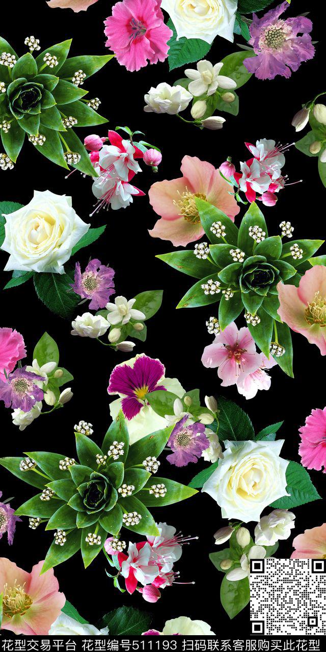 女装清新花卉数码数码印花华亿平台下载（图片编号: 511193） - 瓦栏（Walan）