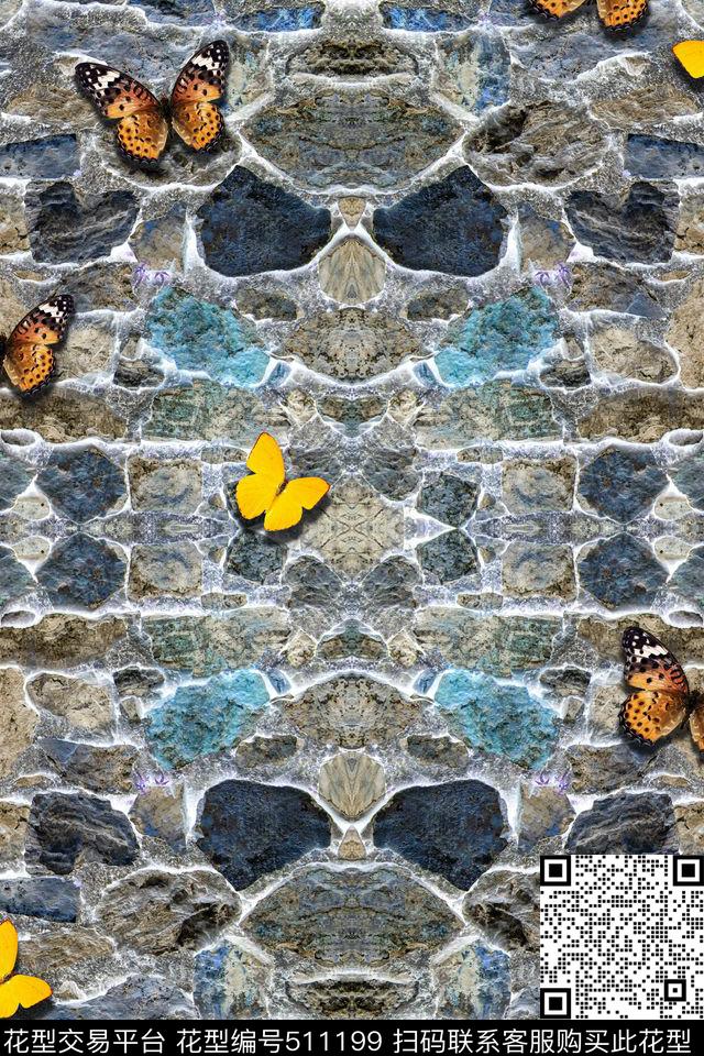 斑驳蝴蝶肌理数码印花华亿平台下载（图片编号: 511199） - 瓦栏（Walan）