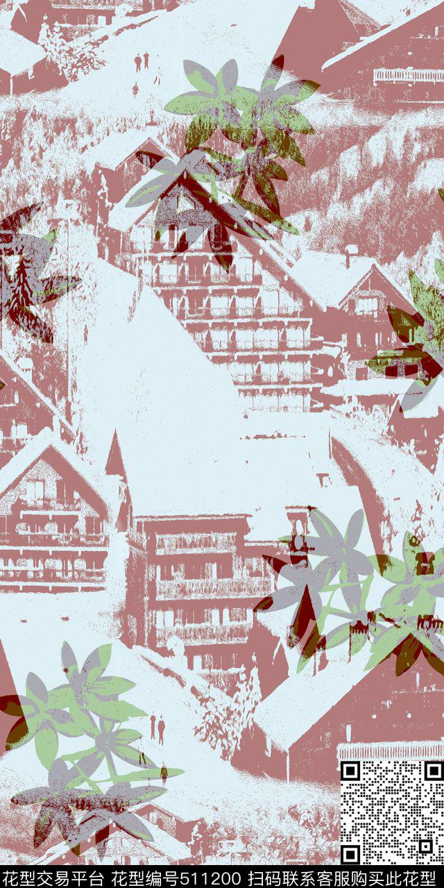 衬衫风景花卉数码印花华亿平台下载（图片编号: 511200） - 瓦栏（Walan）