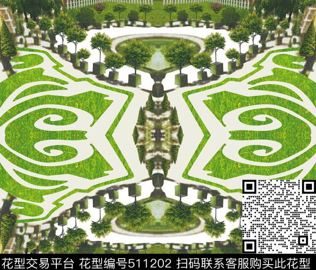 欧美风个性园林绿色小清新数码印花华亿平台下载（图片编号: 511202） - 瓦栏（Walan）