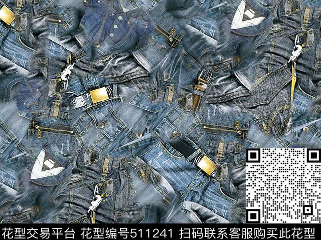 牛仔休闲风个性流行经典时尚数码印花华亿平台下载（图片编号: 511241） - 瓦栏（Walan）