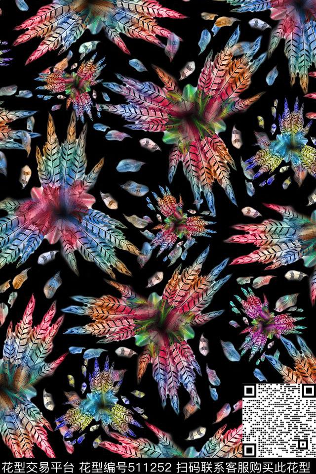 休闲羽毛数码印花华亿平台下载（图片编号: 511252） - 瓦栏（Walan）