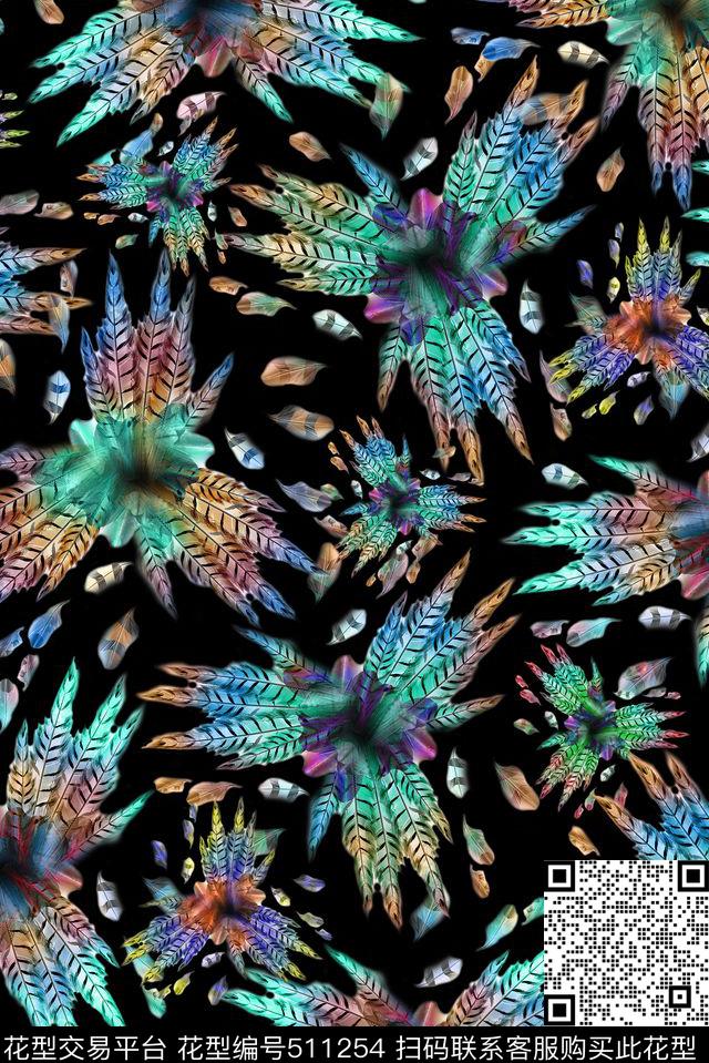 休闲羽毛数码印花华亿平台下载（图片编号: 511254） - 瓦栏（Walan）