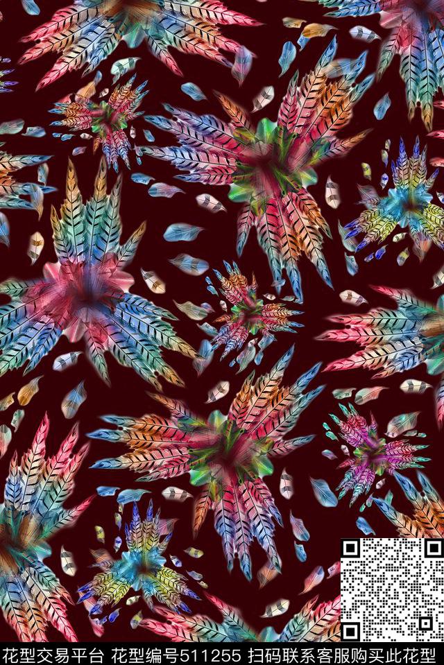 休闲羽毛数码印花华亿平台下载（图片编号: 511255） - 瓦栏（Walan）