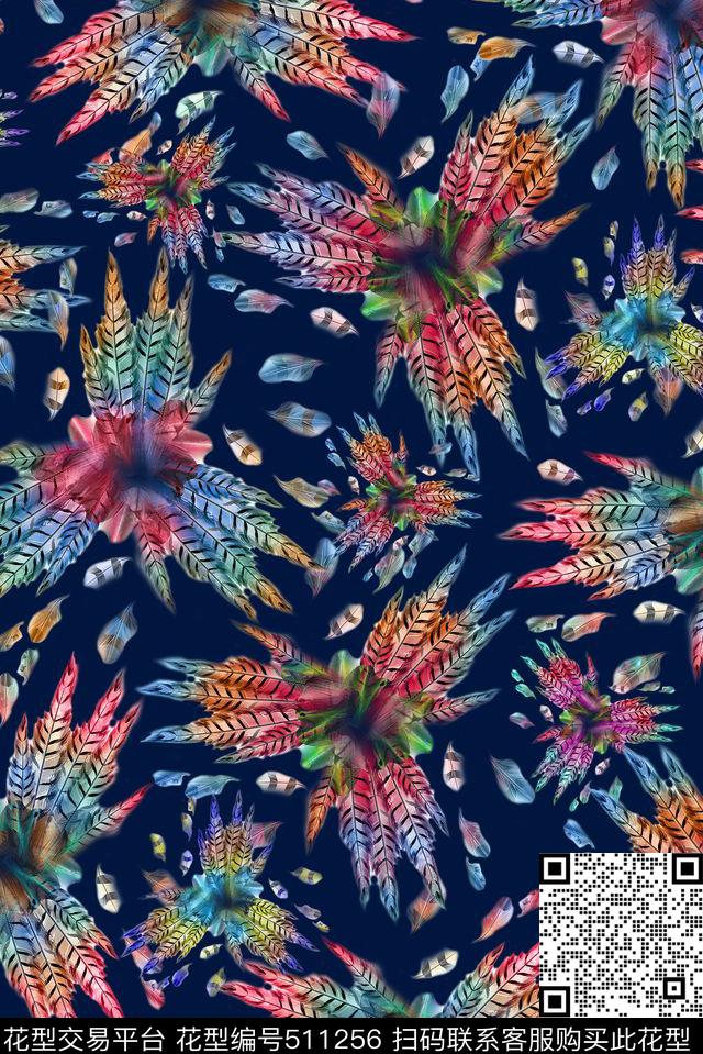 休闲羽毛数码印花华亿平台下载（图片编号: 511256） - 瓦栏（Walan）