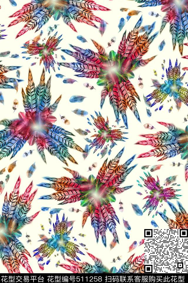 休闲羽毛数码印花华亿平台下载（图片编号: 511258） - 瓦栏（Walan）