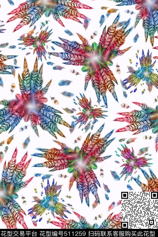 休闲羽毛数码印花华亿平台下载（图片编号: 511259） - 瓦栏（Walan）