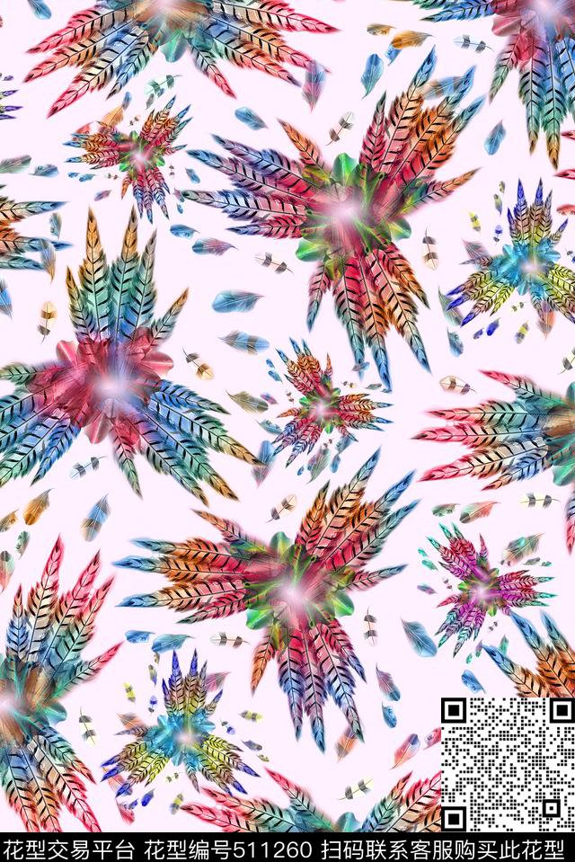 休闲羽毛数码印花华亿平台下载（图片编号: 511260） - 瓦栏（Walan）