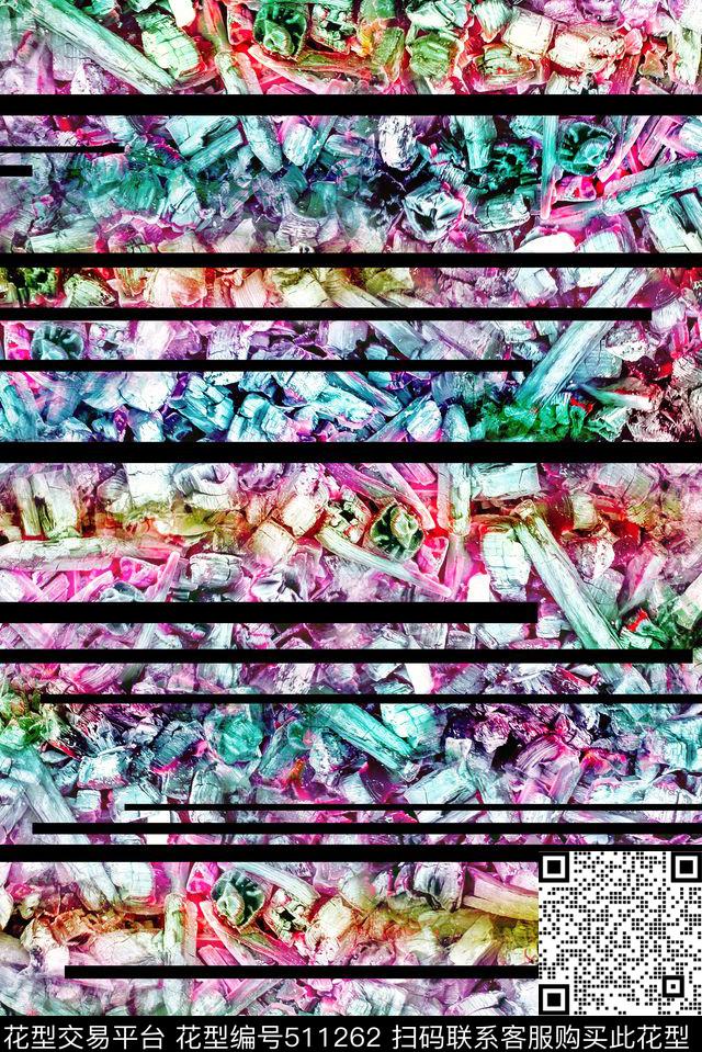 抽象休闲时尚肌理条纹数码印花华亿平台下载（图片编号: 511262） - 瓦栏（Walan）