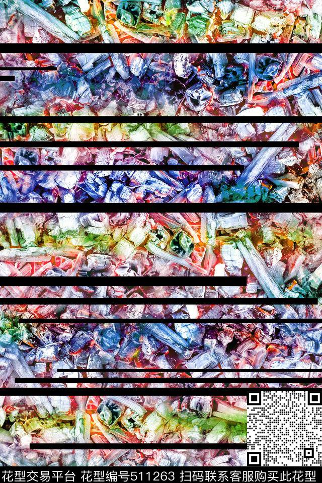 抽象休闲时尚肌理条纹数码印花华亿平台下载（图片编号: 511263） - 瓦栏（Walan）