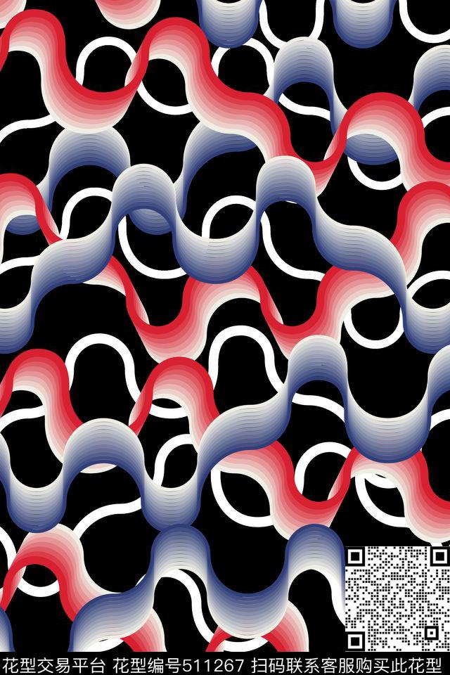 时尚几何波浪传统印花华亿平台下载（图片编号: 511267） - 瓦栏（Walan）