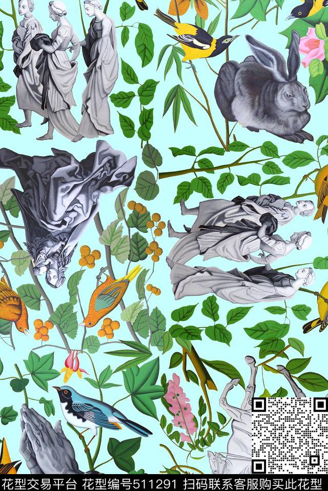 休闲人物动物植物数码印花华亿平台下载（图片编号: 511291） - 瓦栏（Walan）