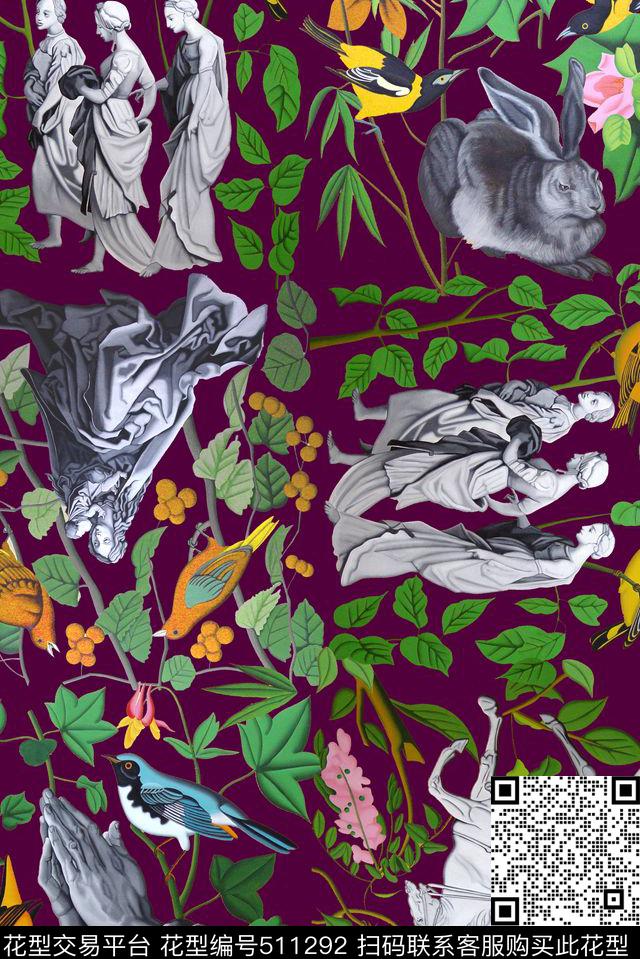 休闲人物动物植物数码印花华亿平台下载（图片编号: 511292） - 瓦栏（Walan）