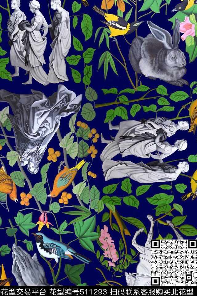 休闲人物动物植物数码印花华亿平台下载（图片编号: 511293） - 瓦栏（Walan）