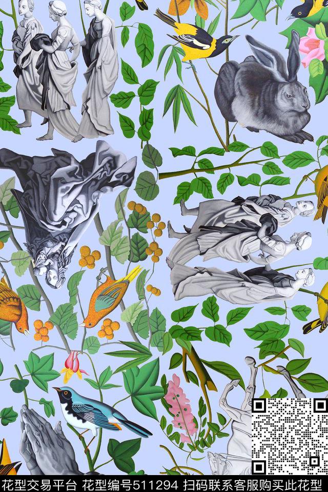 休闲人物动物植物数码印花华亿平台下载（图片编号: 511294） - 瓦栏（Walan）