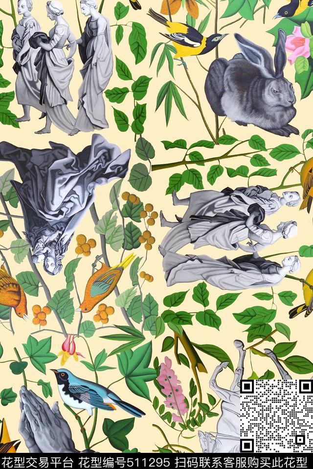 休闲人物动物植物数码印花华亿平台下载（图片编号: 511295） - 瓦栏（Walan）