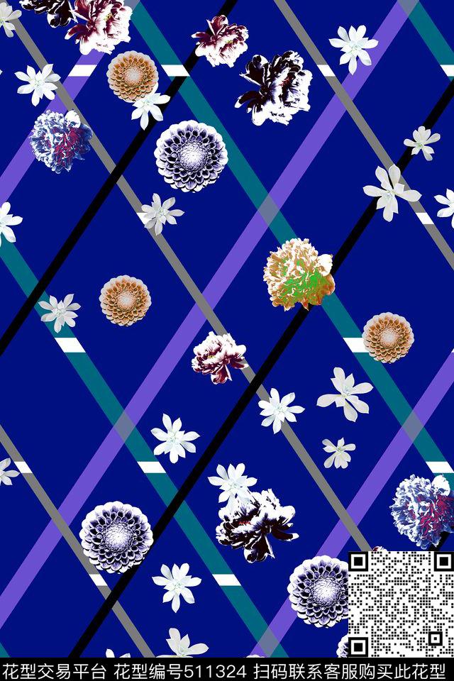 L.D~几何格子条纹L.D~浪漫L.D~花卉数码印花华亿平台下载（图片编号: 511324） - 瓦栏（Walan）