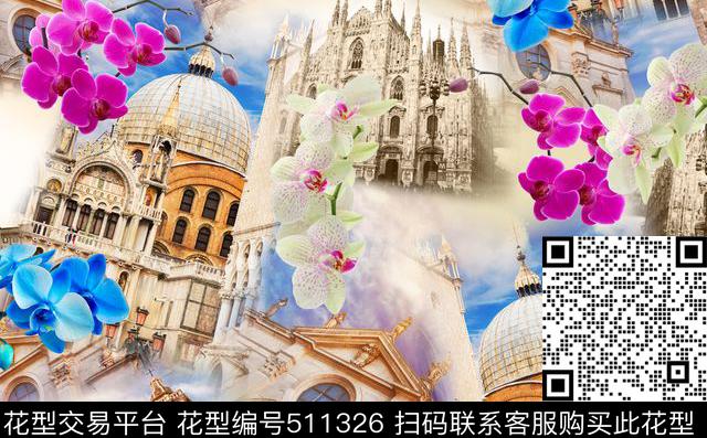 欧美建筑匹布数码印花华亿平台下载（图片编号: 511326） - 瓦栏（Walan）
