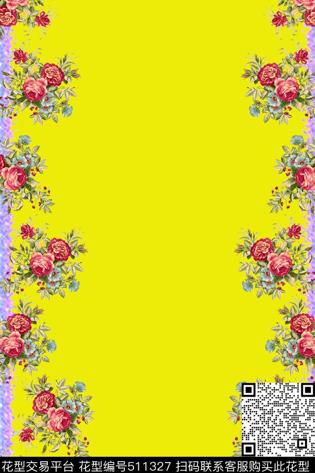 2边定位花田园风数码印花华亿平台下载（图片编号: 511327） - 瓦栏（Walan）