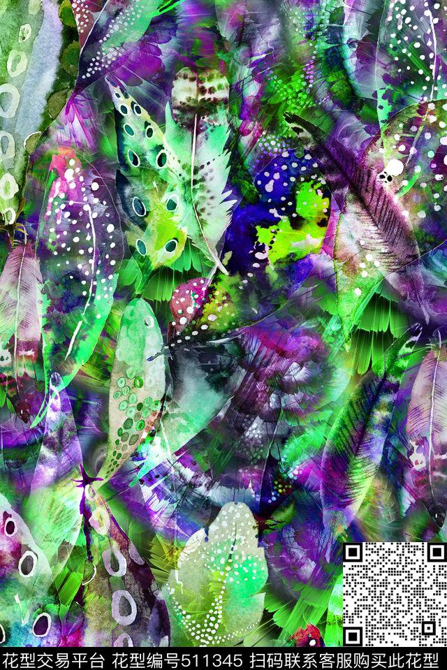 休闲羽毛肌理数码印花华亿平台下载（图片编号: 511345） - 瓦栏（Walan）