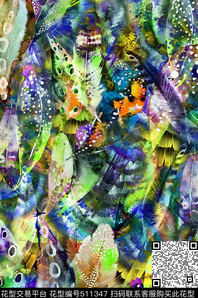 休闲羽毛肌理数码印花华亿平台下载（图片编号: 511347） - 瓦栏（Walan）