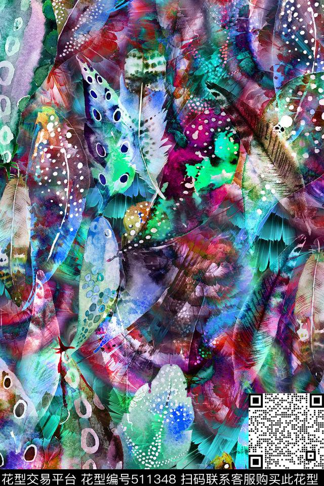休闲羽毛肌理数码印花华亿平台下载（图片编号: 511348） - 瓦栏（Walan）