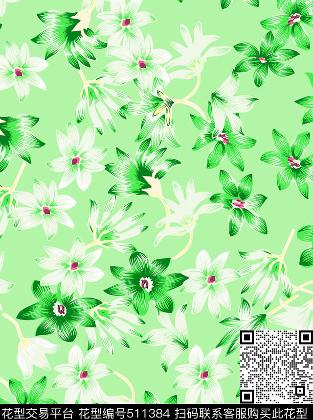 精美小花卉花卉小花传统印花华亿平台下载（图片编号: 511384） - 瓦栏（Walan）