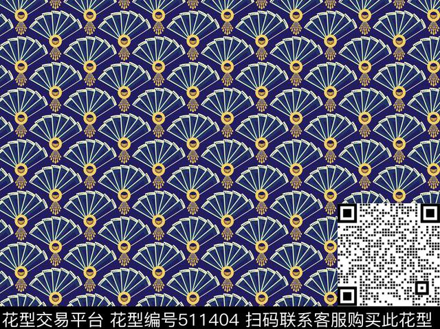 大牌简约时尚扇子几何传统印花华亿平台下载（图片编号: 511404） - 瓦栏（Walan）