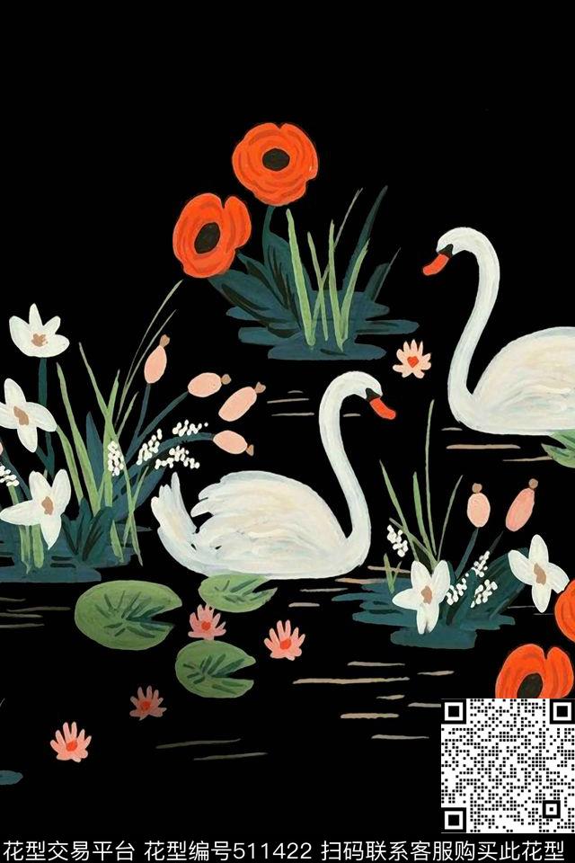 春秋外套定位图时尚定位时尚天鹅传统印花华亿平台下载（图片编号: 511422） - 瓦栏（Walan）