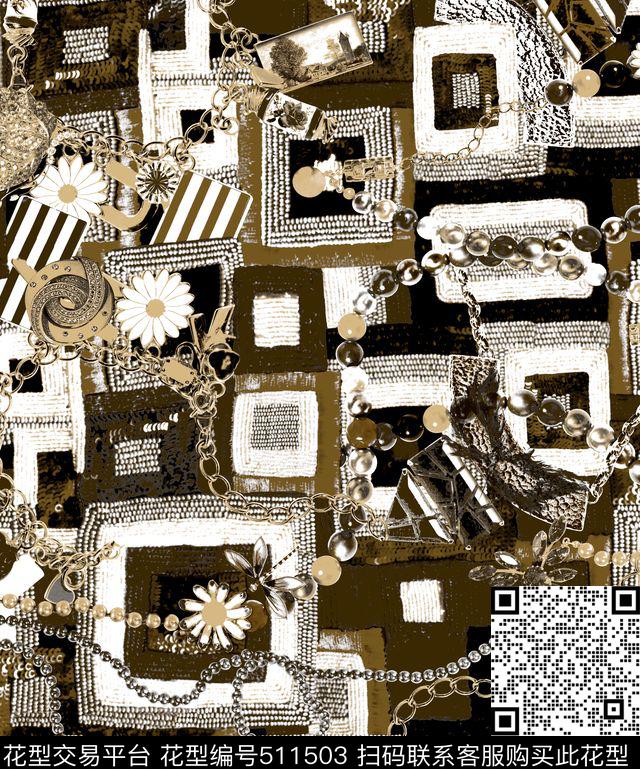布纹珠宝女装时尚春夏数码印花华亿平台下载（图片编号: 511503） - 瓦栏（Walan）