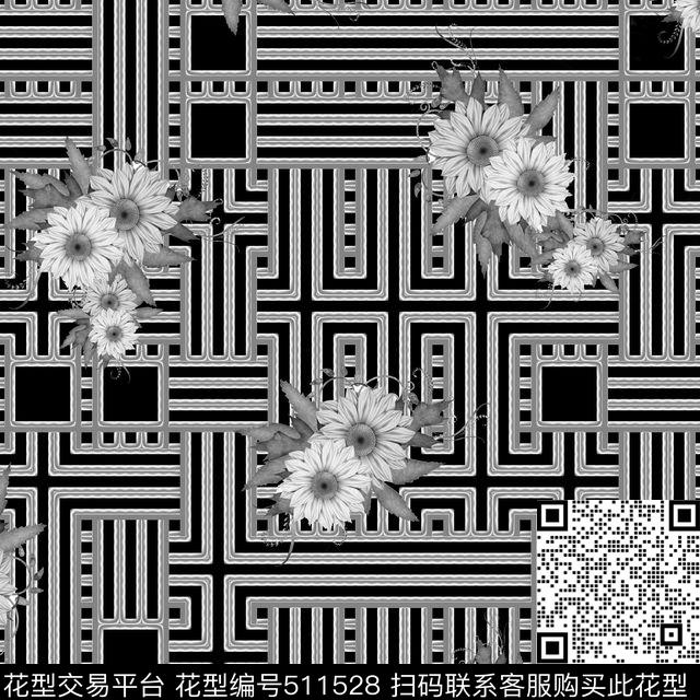 服装复古花卉数码印花华亿平台下载（图片编号: 511528） - 瓦栏（Walan）