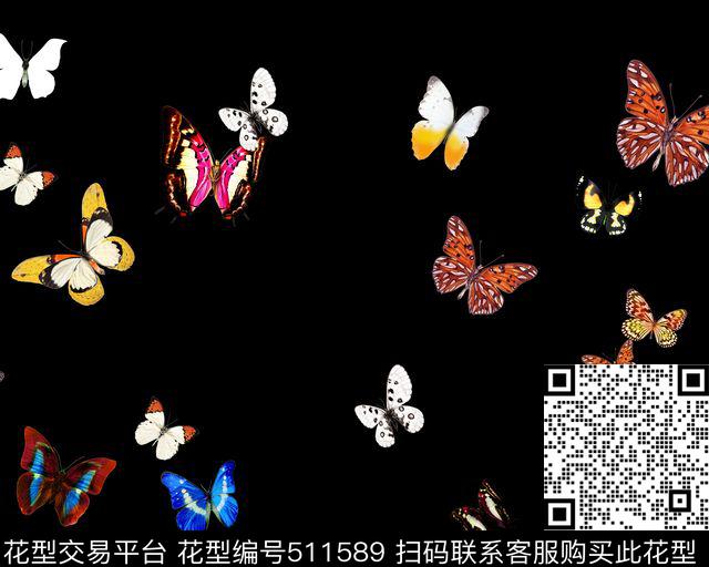 男装蝴蝶动物数码印花华亿平台下载（图片编号: 511589） - 瓦栏（Walan）