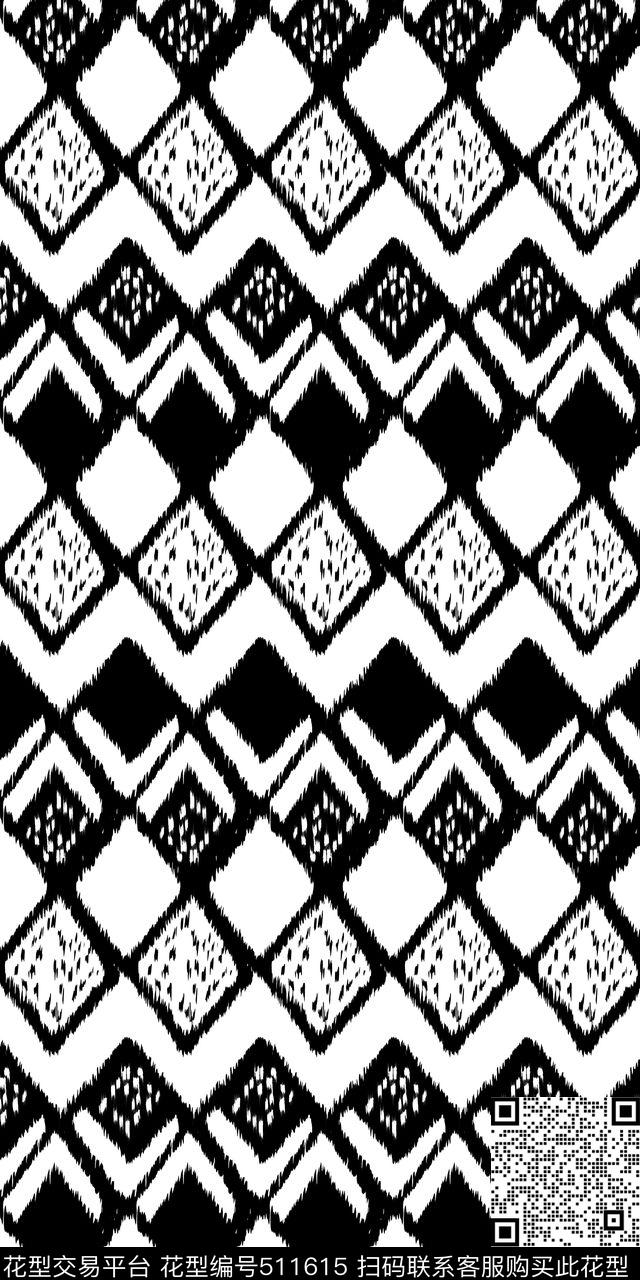 满版华亿平台手绘几何传统印花华亿平台下载（图片编号: 511615） - 瓦栏（Walan）