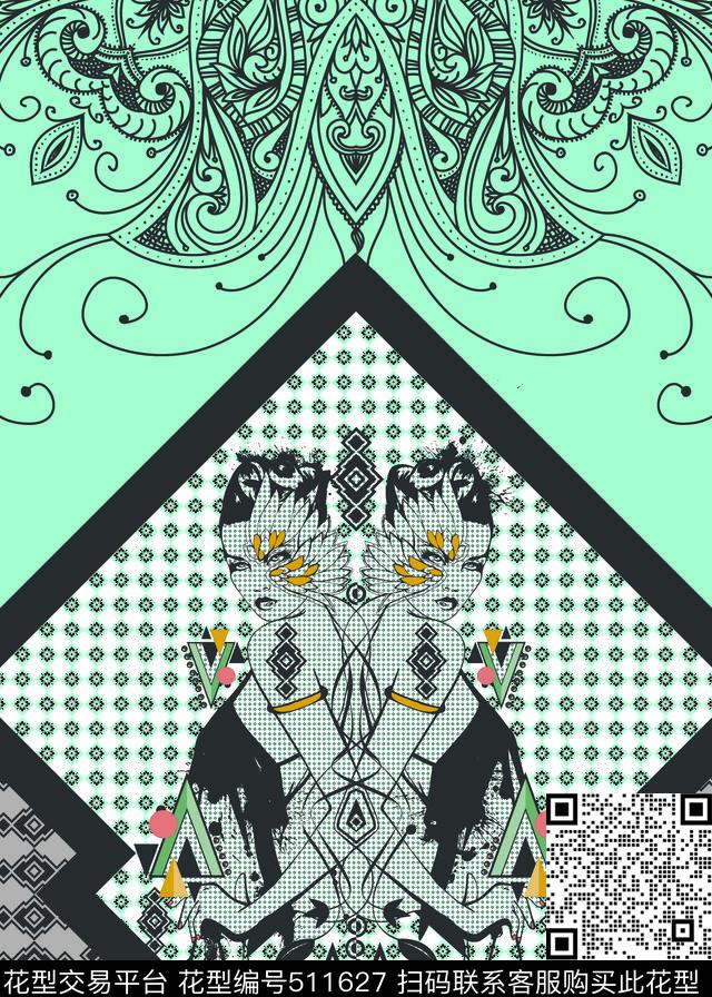 新款个性民族风经典时尚风清新色调数码印花华亿平台下载（图片编号: 511627） - 瓦栏（Walan）