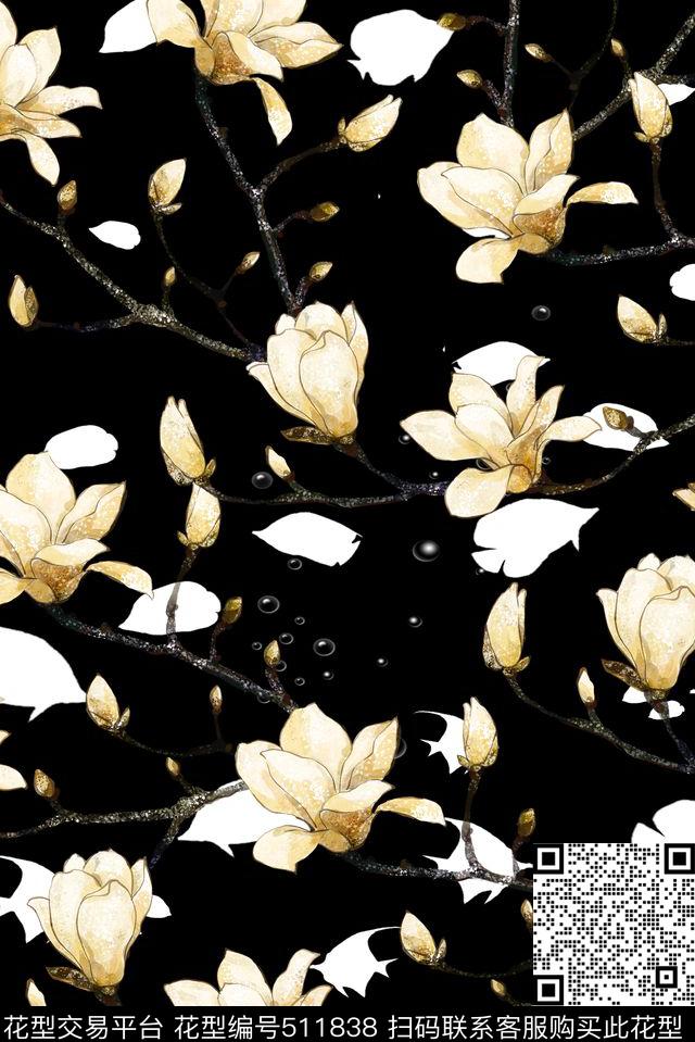 时尚数码花卉经典数码印花华亿平台下载（图片编号: 511838） - 瓦栏（Walan）