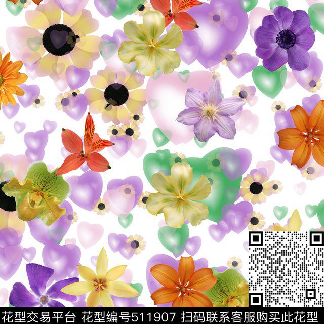 潮流时尚花卉女装数码印花华亿平台下载（图片编号: 511907） - 瓦栏（Walan）