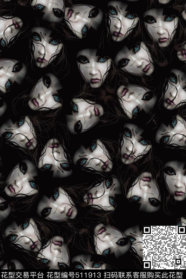 恐怖阴森女人传统印花华亿平台下载（图片编号: 511913） - 瓦栏（Walan）