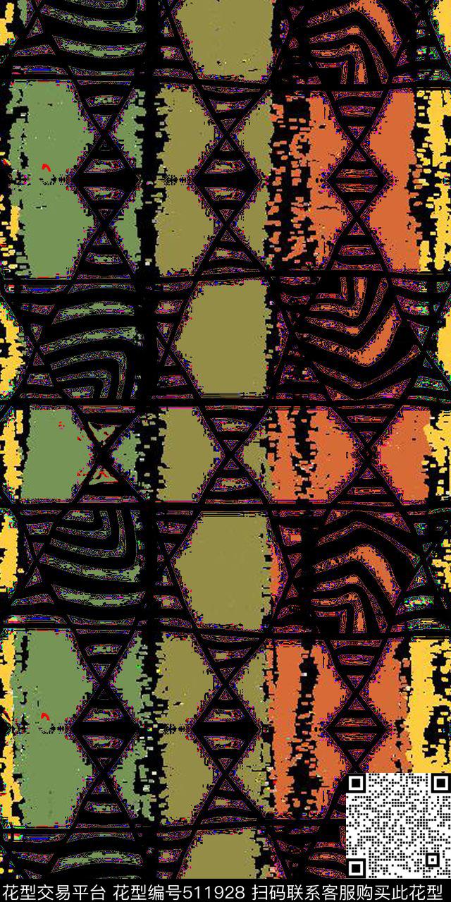 随性复古抽象数码印花华亿平台下载（图片编号: 511928） - 瓦栏（Walan）
