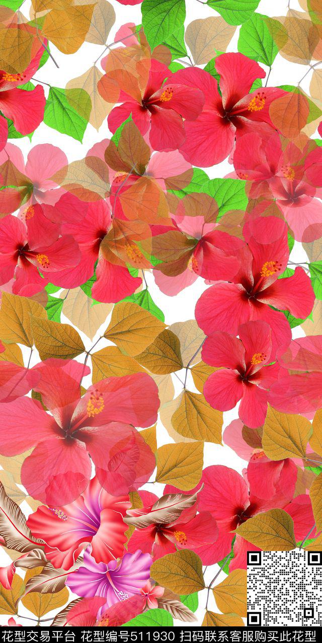 花卉潮流时尚数码印花华亿平台下载（图片编号: 511930） - 瓦栏（Walan）