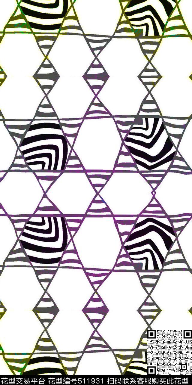 零点--泳装线条几何数码印花华亿平台下载（图片编号: 511931） - 瓦栏（Walan）