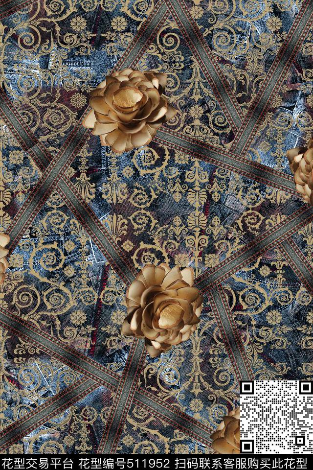 牛仔底纹中老年潮流中老年牛仔纹理数码印花华亿平台下载（图片编号: 511952） - 瓦栏（Walan）