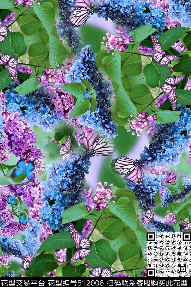 大牌花朵时尚潮流女装数码印花华亿平台下载（图片编号: 512006） - 瓦栏（Walan）