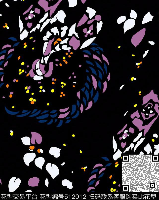 拼贴花花夜空传统印花华亿平台下载（图片编号: 512012） - 瓦栏（Walan）