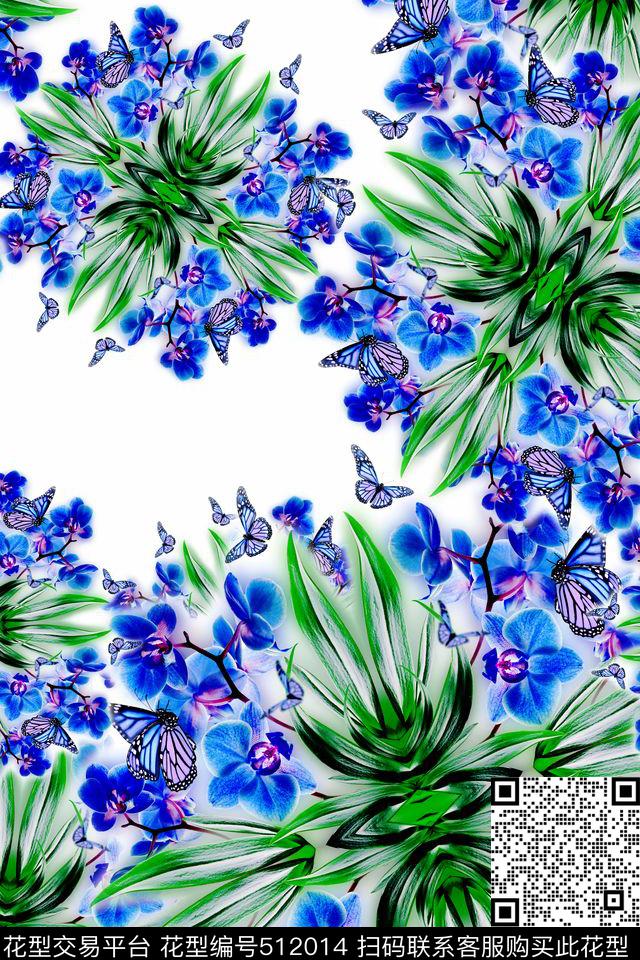 大牌花卉时尚数码印花华亿平台下载（图片编号: 512014） - 瓦栏（Walan）