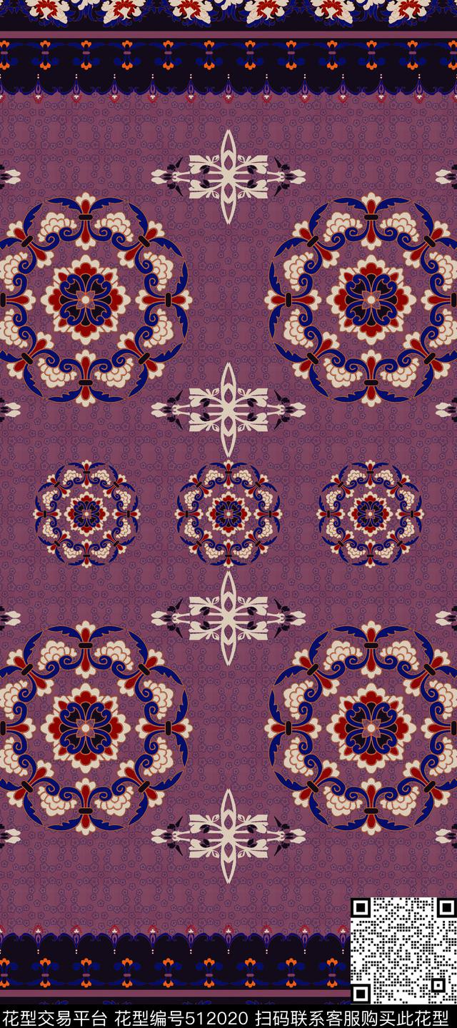 暗传统花卉传统印花华亿平台下载（图片编号: 512020） - 瓦栏（Walan）