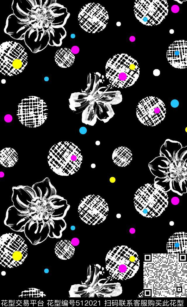 笔触波点抽象传统印花华亿平台下载（图片编号: 512021） - 瓦栏（Walan）