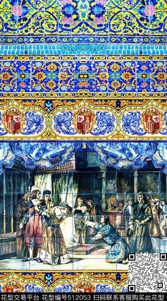 欧式复古瓷砖数码印花华亿平台下载（图片编号: 512053） - 瓦栏（Walan）