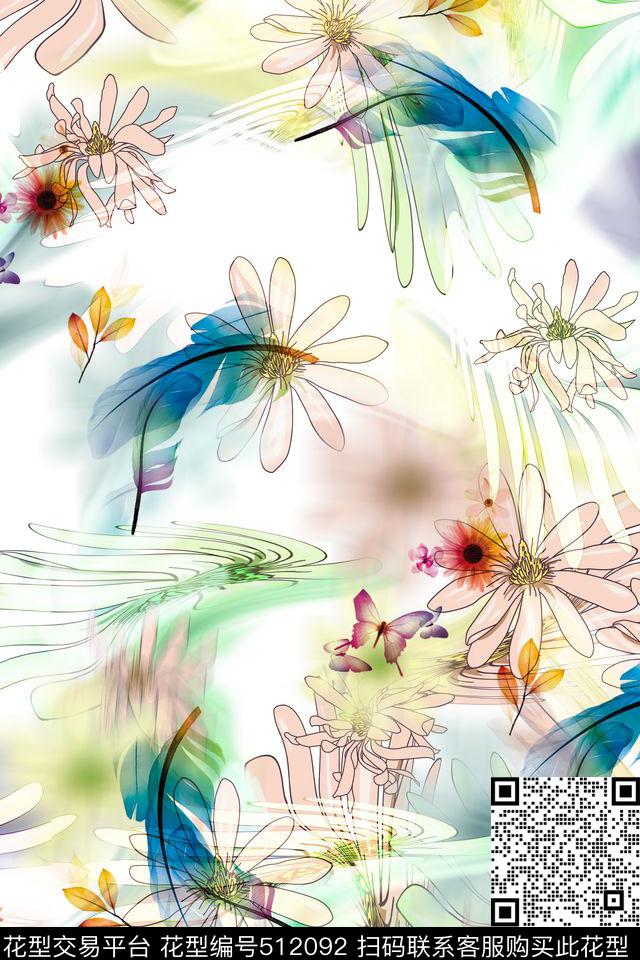 原创L.D~手绘L.D~花卉数码印花华亿平台下载（图片编号: 512092） - 瓦栏（Walan）