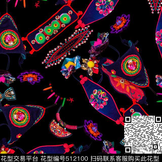 刺绣民族风中国风数码印花华亿平台下载（图片编号: 512100） - 瓦栏（Walan）