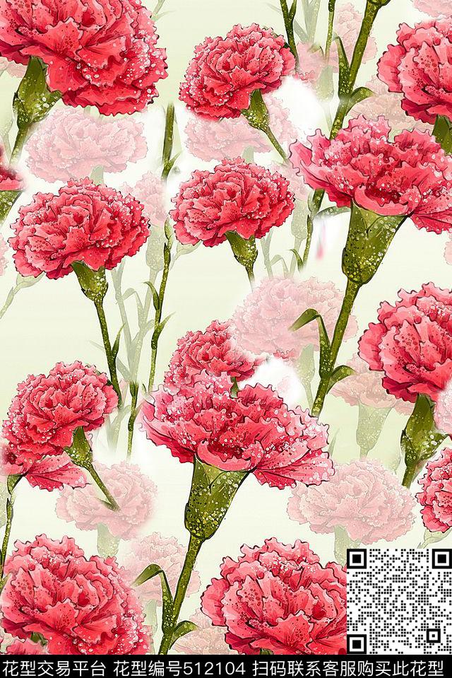 花卉多彩花卉组合四方连续数码印花华亿平台下载（图片编号: 512104） - 瓦栏（Walan）